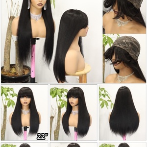 Perruques lisses FH 3x1 avec frange en cheveux humains, densité 180%, sans colle, pour femmes, fabriquées à la machine, raie au milieu, version améliorée - Product Image 3