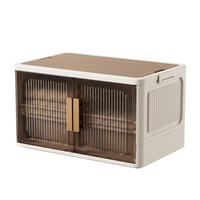 Boîte de rangement en plastique grande capacité avec poignée et couvercle, conteneur pliable épaissi, bac, caisse, organisateur, gain de place