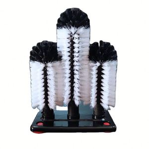 Brosse de nettoyage multi-usages à 3 têtes à poils souples pour verres, bouteilles et vaisselle, en matériau PP écologique, avec conception à rouleau - Product Image 1
