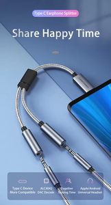 Adaptador Divisor de <span class=keywords><strong>Cable</strong></span> USB Tipo C a 2*3.5mm con Conector Hembra para Auriculares, con Revestimiento de PVC para Uso con Micrófono y Altavoz - Product Image 2