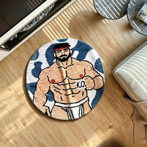 Tapis rond personnalisé en forme de musculard, en peluche douce, antidérapant, pour la décoration de la <span class=keywords><strong>salle</strong></span> de sport ou de la maison - Product Image 6