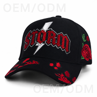 Topi Olahraga Bordir 3D OEM ODM 100% Katun Profil Tinggi Motif Bunga Mawar, Laris Manis, Dilengkapi Mockup Gratis untuk Acara Golf Grosir