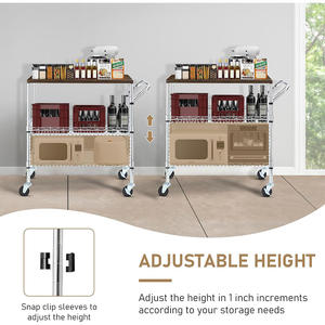 Carro rodante de 3 niveles con tapa de madera NSF, carro para servir carros de alambre con asa, estantes de utilidad, - Product Image 5