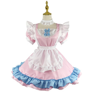 Maid Outfit Cosplay Costume Women Plus Size Pink Blue Apron Dress Spring 2025 Role Play Anime Game Polyester - Product Image 3