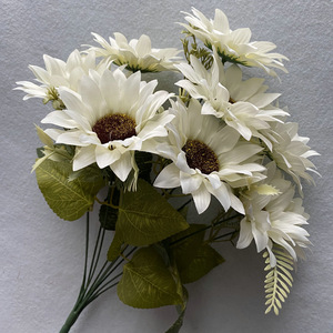 Bouquet de tournesols artificiels Queyiyi, 30 cm-100 cm, rose et blanc, arrangement décoratif d'intérieur - Product Image 4