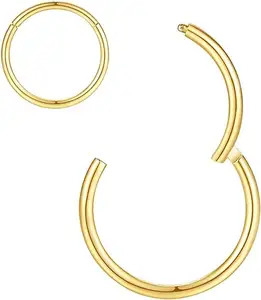 2024 316 L耳钉染色金色薄珠宝316L不锈钢环照片鼻子耳环
