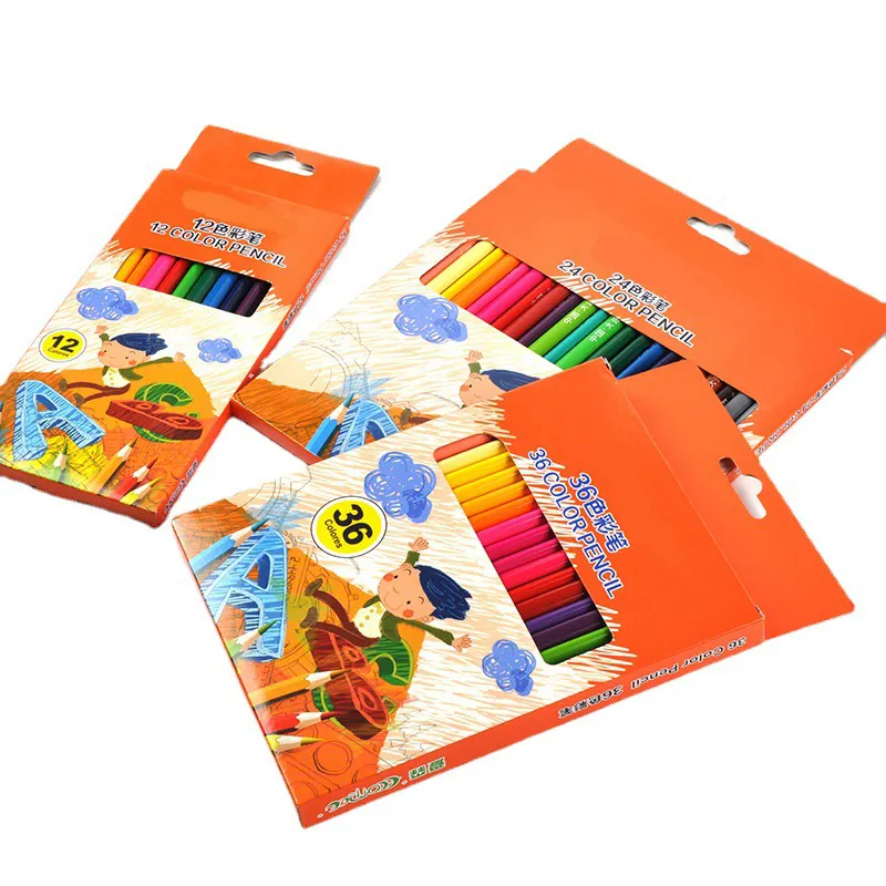6 12 24 36 renk renkli kalemler seti özel baskı yağ bazlı yumuşak çekirdek çizim kalemleri