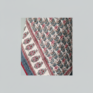 Jaipuri Floral Cotton Block Print Cotton <b>Quilt</b> Indian Block Print <b>Bedding</b> Hand Block Printed <b>Quilt</b> for All Season - Product Image 1