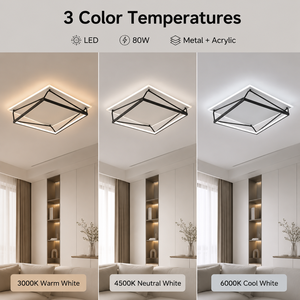 Modern Square Led <b>Ceiling</b> <b>Light</b> Acrylic Iron <b>Remote</b> Dimmable Tri Color Surface Mount For Living Room Bedroom - Product Image 3