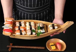 SQ10 Kreatives Geschirr Japanische Bambus-Sushi-Boote Restaurant Sashimi Platter Dekoration Natürliches Holz-Sushi-Boot