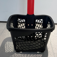 Caddie de courses en plastique avec poignée rouge pour supermarché et épicerie