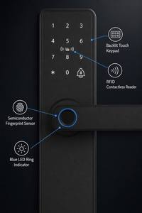 Serrure de porte intelligente à empreinte digitale avec contrôle à distance par application, code invité temporaire et partage d'eKey pour Airbnb, location et auto-enregistrement des locations. - Product Image 3