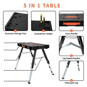 Banco de Trabajo Portátil y Mesa para Sierra Ingletadora para Herramientas y Accesorios de Carpintería con Abrazaderas para Madera Incluidas y Patas de Mesa Extraíbles - Product Image 5
