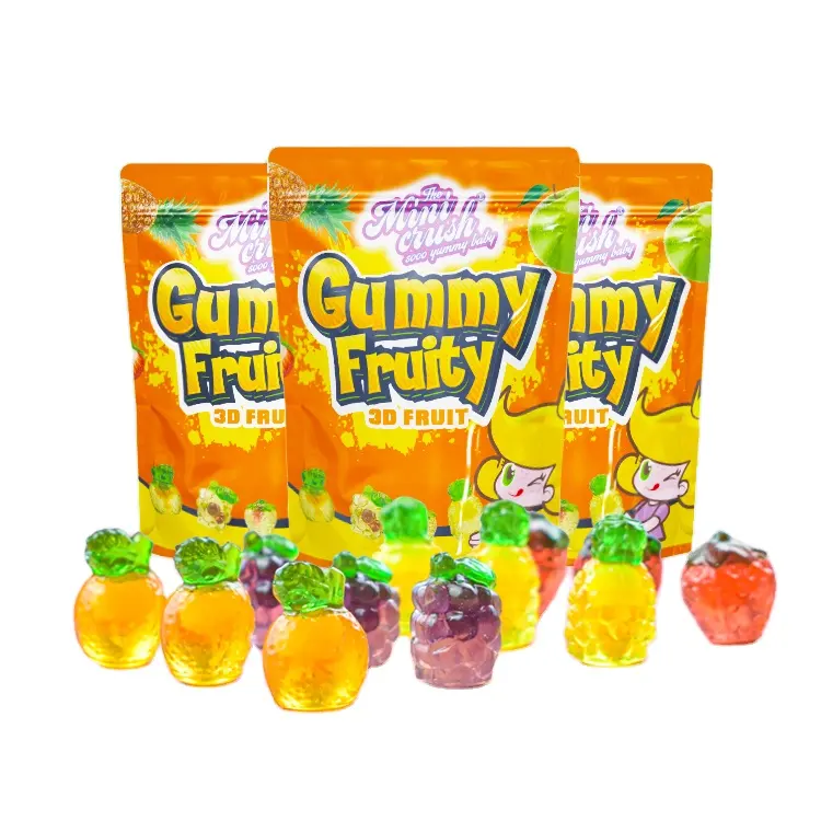 MINICRUSH buah 4D gummy juicy burst jus diisi 3D bentuk permen karet