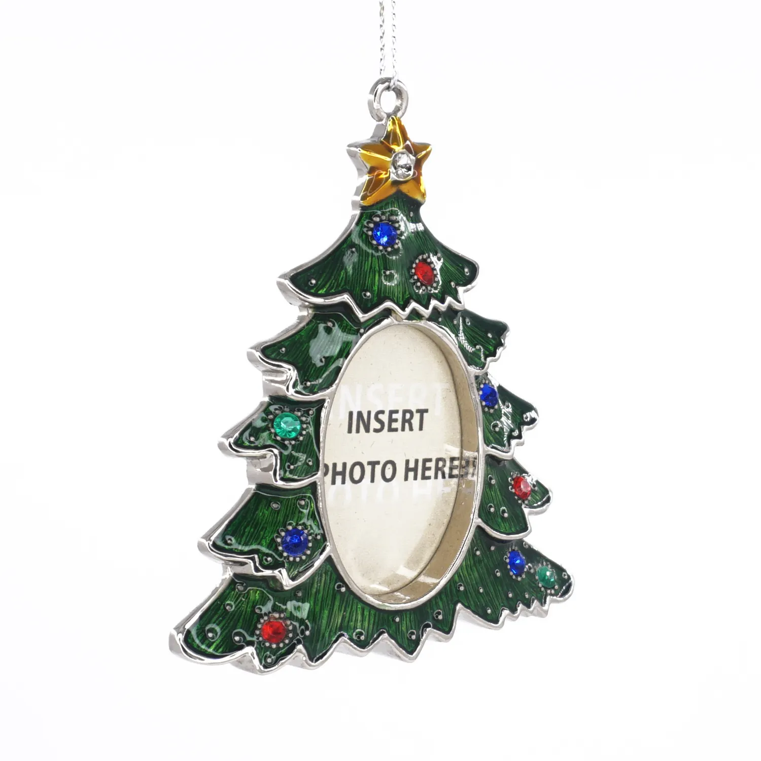 Moldura de árvore em forma de árvore de natal, enfeite de fotos, decoração de natal, 1.5x2 polegadas