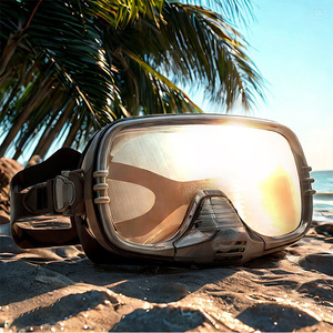 Diving Mask One Window Tempered Glass Silicone Freediving Equipment Transparent Black - Product Image 5