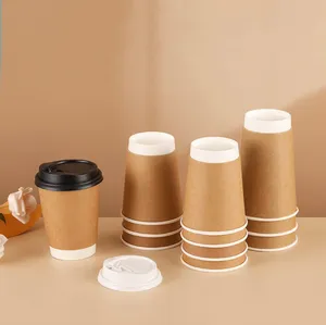 친환경 8oz 12oz 16oz 더블 벽 종이 컵 뚜껑 커피 컵