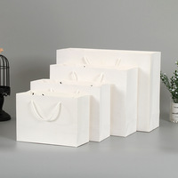 Sac en carton blanc et brun imprimé sur mesure pour vêtements, chaussures, cadeaux, avec poignées en ruban laminé, sac d'emballage écologique