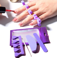 Kit d'outils de manucure tampon à ongles lime à ongles en bois Mini séparateur d'orteils ensemble de soins des ongles violet