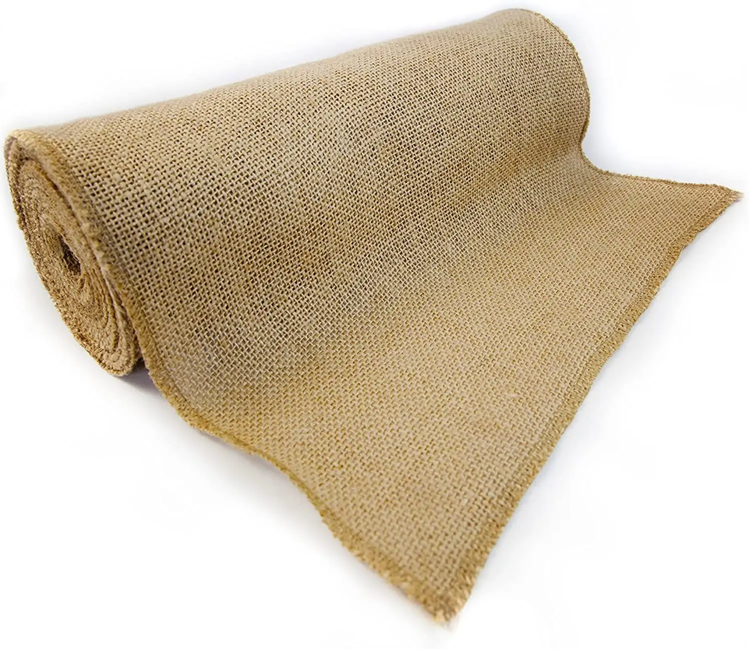 NO-FRAY Woven 100% Natural Burlap Jute Roll  Fabric with Finished Edges for  Weddings Table Runners Place mat Crafts Decoration