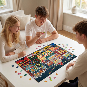 Puzzle de 1000 pièces de la scène de rue de la ville de Noël, scène hivernale enneigée, cadeau pour adultes, décoration murale pour la maison et les fêtes en famille - Product Image 6