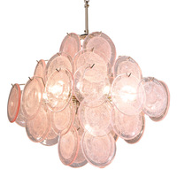 Lustre en verre rose de style français, éclairage artistique pour chambres à coucher et salles à manger ; design rétro MURANO du milieu du siècle