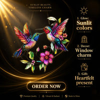 Attrape-soleil colibris style vitrail américain, ornement mural en acrylique à suspendre, décoration murale personnalisée, cadeau décoratif