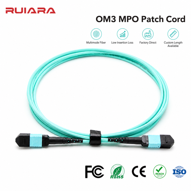 MPO/MTP Fiber Optic Cable 8/12/24 Core OM3/OM4 Patch Cord for 5G Network Communication Internet Center Equipment 100g 40g FTTH