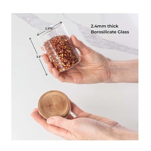 <b>Spice</b> <b>Jar</b> Glass Airtight Container With Wooden Lid 300Ml Capacity For Kitchen Storage - Product Image 3