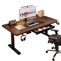 Table de bureau électrique en bois massif avec tiroir, hauteur réglable intelligente, pour ordinateur, e-sport, maison, bureau
