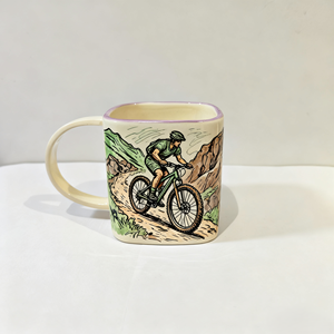 Taza de café de porcelana personalizada con patrón de foto de <span class=keywords><strong>ciclista</strong></span> y bicicleta pintado a mano, ideal para regalos de vacaciones - Product Image 6