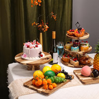 Plateau à dessert en bois écologique avec support pour gobelets, idéal pour les mariages, les fêtes et les événements - Qualité alimentaire