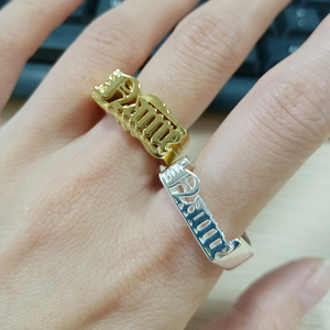 מותאם אישית גותי ישן אנגלית מכתב אישית 3D שם טבעת תכשיטי נירוסטה גברים נשים היפ הופ פאנק זוג טבעת - Product Image 6