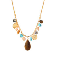 Collier élégant pour femme en pierre œil de tigre et perles de coquillage turquoise bleu, prix d'usine, en stock, bijoux quotidiens pour femme