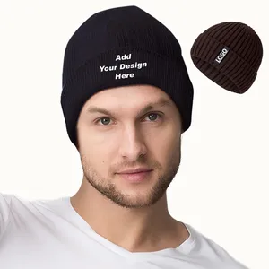Bonnet tricoté en acrylique pour homme et femme, bonnet court de pêcheur, Logo personnalisé, hiver, automne, vente en gros