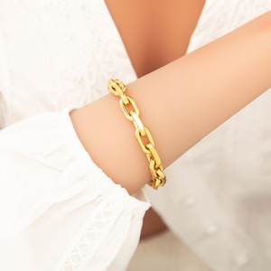 Stainless Steel <b>Bracelet</b> 18K <b>Gold</b> Plated Cuban Chain <b>Chunky</b> Link Fashion Jewelry Unisex <b>Bracelets</b> For Women Men - Product Image 3