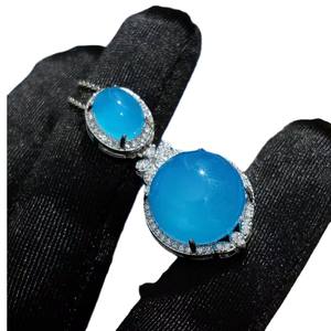 थोक चांदी की पंक शैली में बनी हुई बर्फ के बीज कबूतर अंडे की पेलेंट एगेट बालियां कंगन रिंग जेड चार-टुकड़ा गहने सेट - Product Image 5