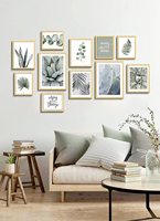 Botanical Wood Framed Dekorasi Galeri Seni Dinding Besar dengan Set Bingkai Foto Kayu Ringan dan Bingkai Foto Tanaman Tropis Dekoratif