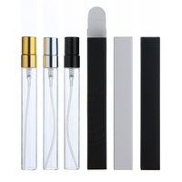 Vente en gros de flacons de parfum en verre de 10 ml avec pulvérisateur en aluminium, atomiseur rechargeable, flacon de parfum vide transparent avec boîte personnalisée