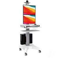 Chariot mobile réglable en hauteur chariot d'ordinateur médical chariot médical de levage avec 2 supports de moniteur laboratoire d'école de bureau