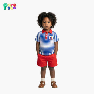 Conjunto de Ropa Infantil Puresun con Cuello <span class=keywords><strong>Polo</strong></span> Personalizado, Apliques, Dos Piezas, Ropa para Niños, Estampado, Manga Corta, Algodón, Conjuntos de Ropa para Niños - Product Image 2