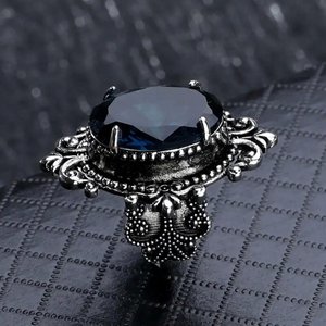 Anello a Specchio Blu Reale per Donne, Gioiello da Dito Vintage e Distintivo - Product Image 6