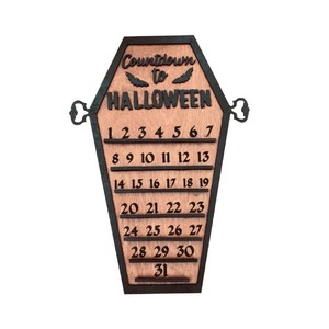 Calendrier de compte à rebours de cercueil de décoration d'halloween personnalisé transfrontalier ornements bricolage calendrier de l'avent de bloc de bois <span class=keywords><strong>mobile</strong></span> - Product Image 1