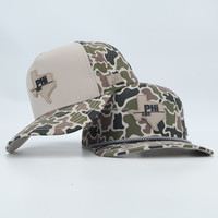 Gorra de Béisbol de Camuflaje de 5 Paneles Personalizada Premium, Impermeable, Transpirable, con Logotipo de PVC y Cuerda para Golf y Deportes