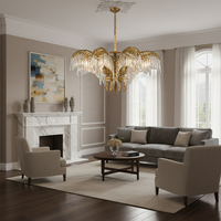 Lustre rétro en cristal et cuivre de style français, villa de style européen, restaurant luxueux et atmosphérique, chambre à coucher