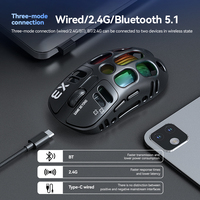 Souris sans fil T-WOLF X3 à succès – Souris de jeu filaire à trois modes, tressée, RGB, mécanique, avec micro BT