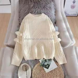 Top Casual a maniche lunghe da <span class=keywords><strong>donna</strong></span> maglioni autunnali primaverili bianchi con bottoni per ragazze alla moda - Product Image 3