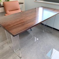 Pied de table en acrylique transparent en forme de T, robuste, pour table basse, table à manger, bureau