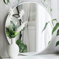 Miroir mural rond sur pied en alliage d'aluminium avec cadre métallique pour salon
