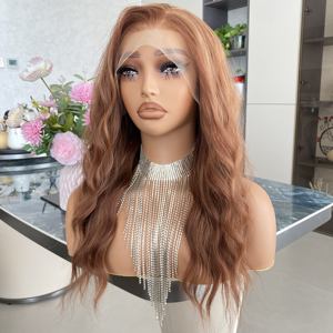 Perruques synthétiques frontales 13x4 en dentelle, 20 pouces, couleur orange, de qualité supérieure, style libre, prix usine - Product Image 4